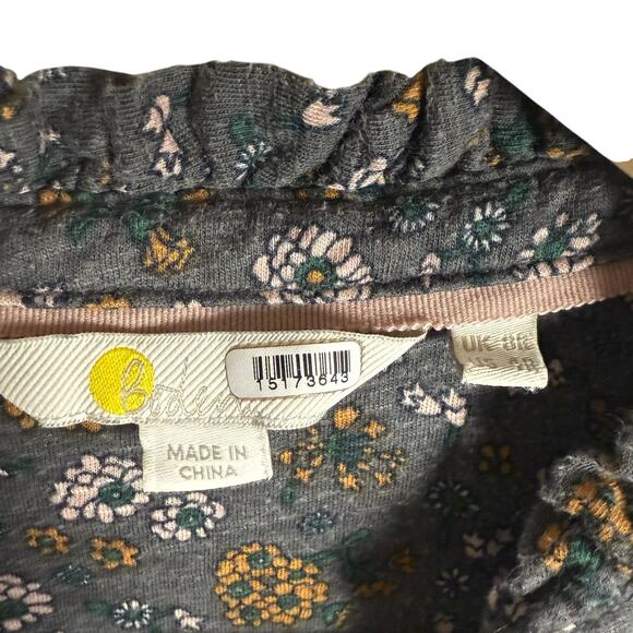 Boden Ruffle Jersey Gray Floral Print Long Sleeve Modest Blouse Size 4 - Picture 7 of 14